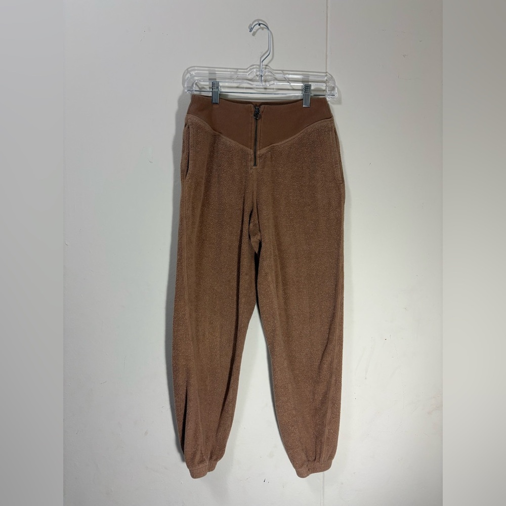 Aerie Tan Textured Zip-Up Joggers